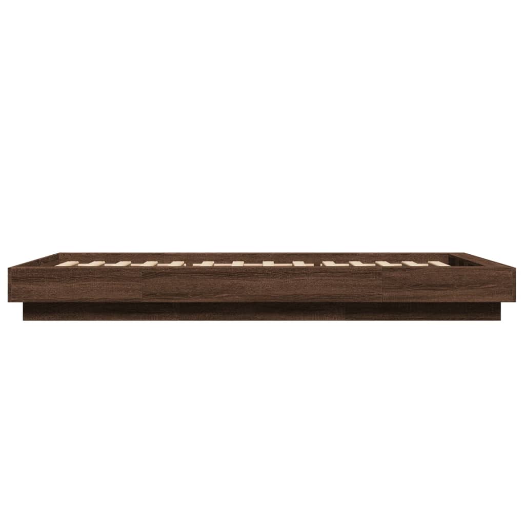 Bedframe bewerkt hout bruin eikenkleur 90x190 cm is nu te koop bij PeponiXL, paradijselijk wonen!