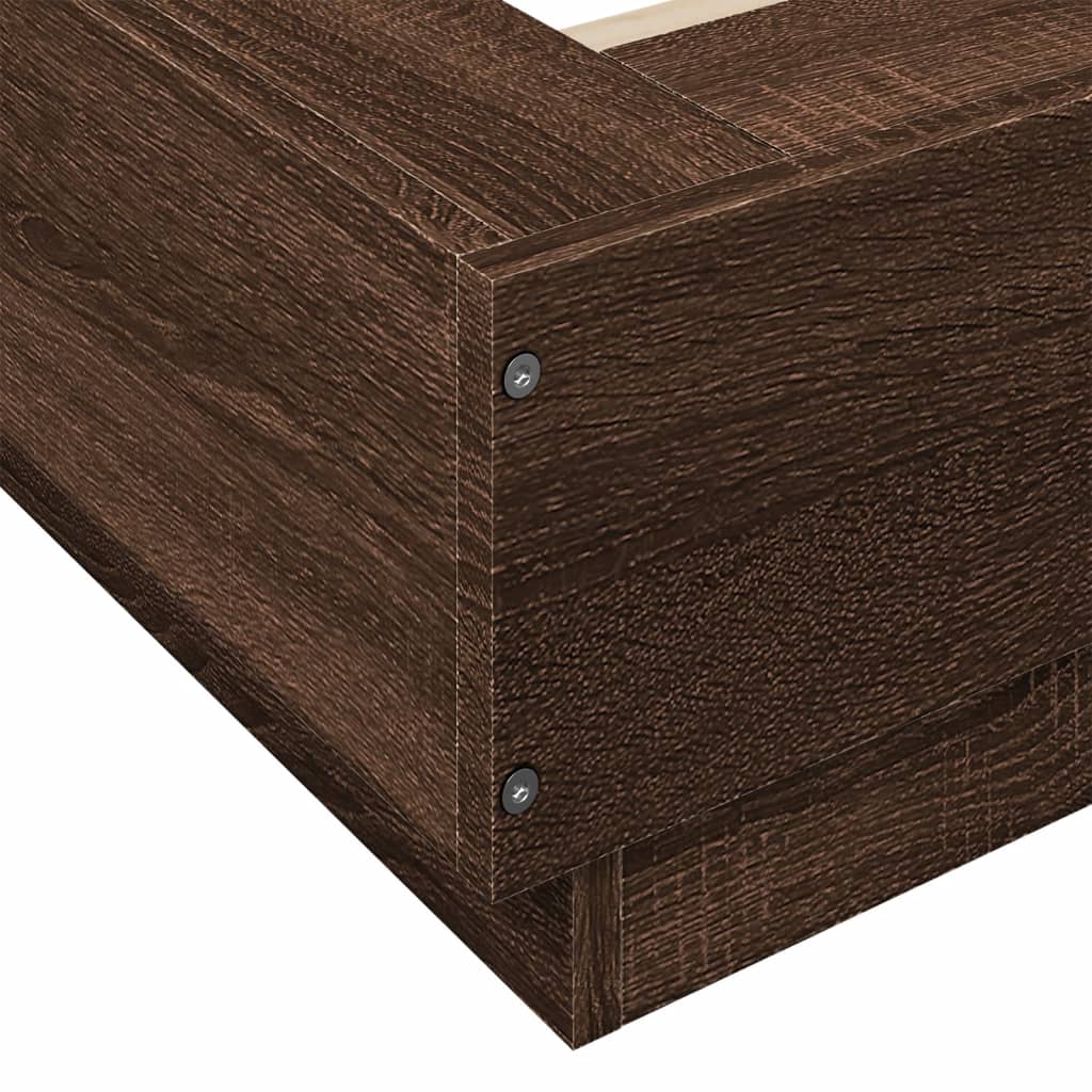 Bedframe bewerkt hout bruin eikenkleur 90x190 cm is nu te koop bij PeponiXL, paradijselijk wonen!