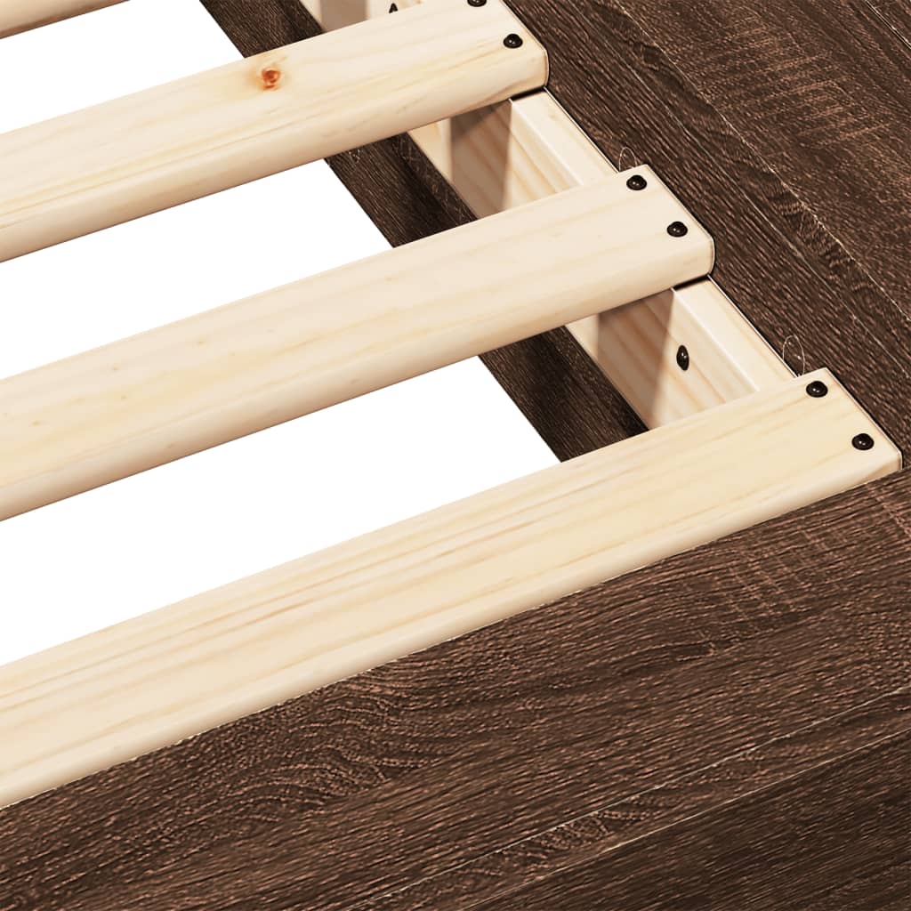 Bedframe bewerkt hout bruin eikenkleur 90x190 cm is nu te koop bij PeponiXL, paradijselijk wonen!