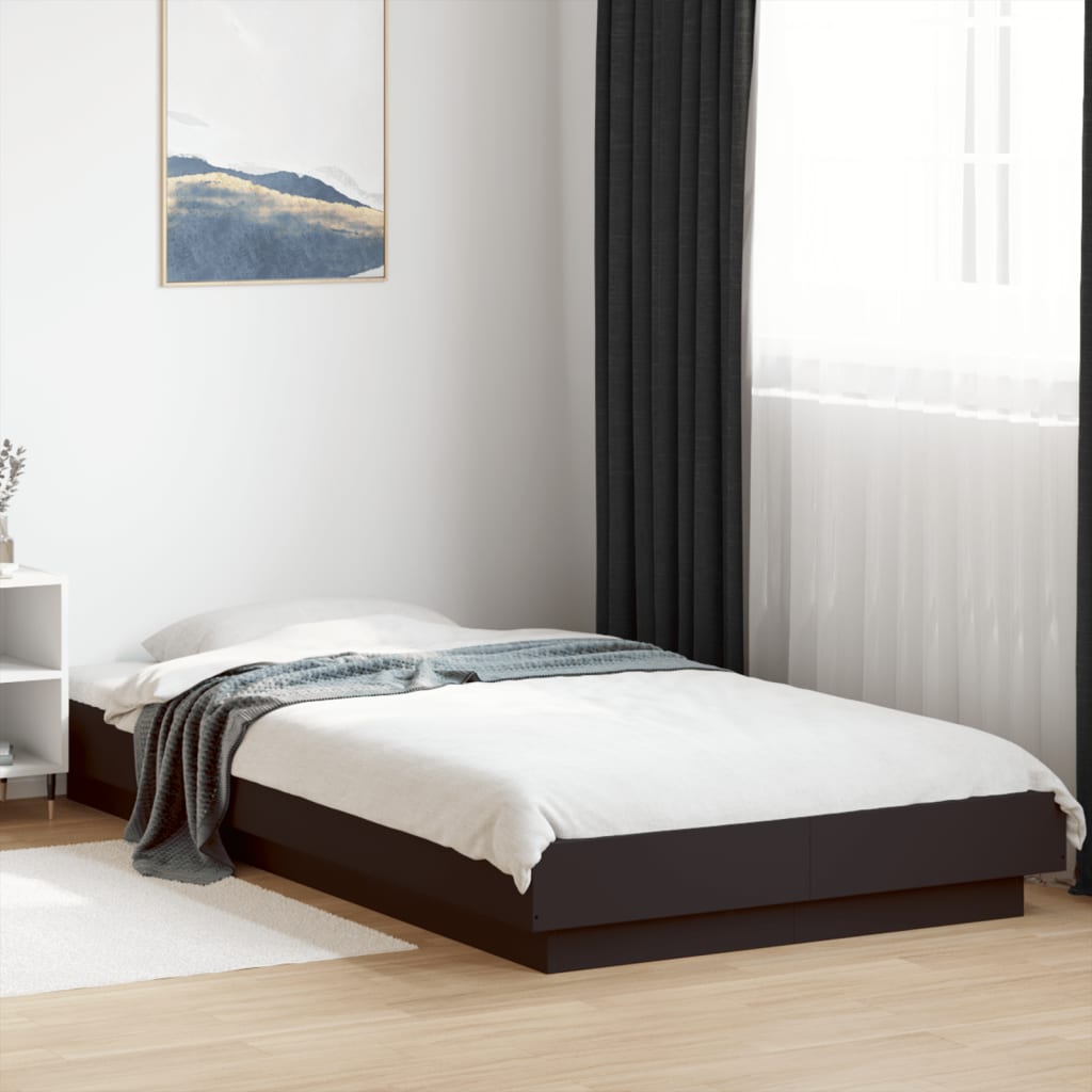 Bedframe bewerkt hout zwart 75x190 cm is nu te koop bij PeponiXL, paradijselijk wonen!