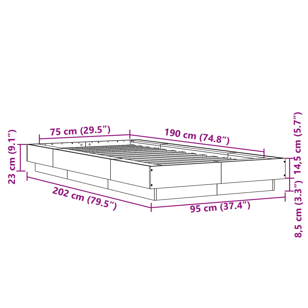 Bedframe bewerkt hout zwart 75x190 cm is nu te koop bij PeponiXL, paradijselijk wonen!