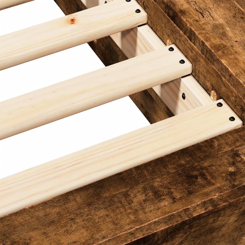 Bedframe bewerkt hout gerookt eikenkleurig 75x190 cm is nu te koop bij PeponiXL, paradijselijk wonen!