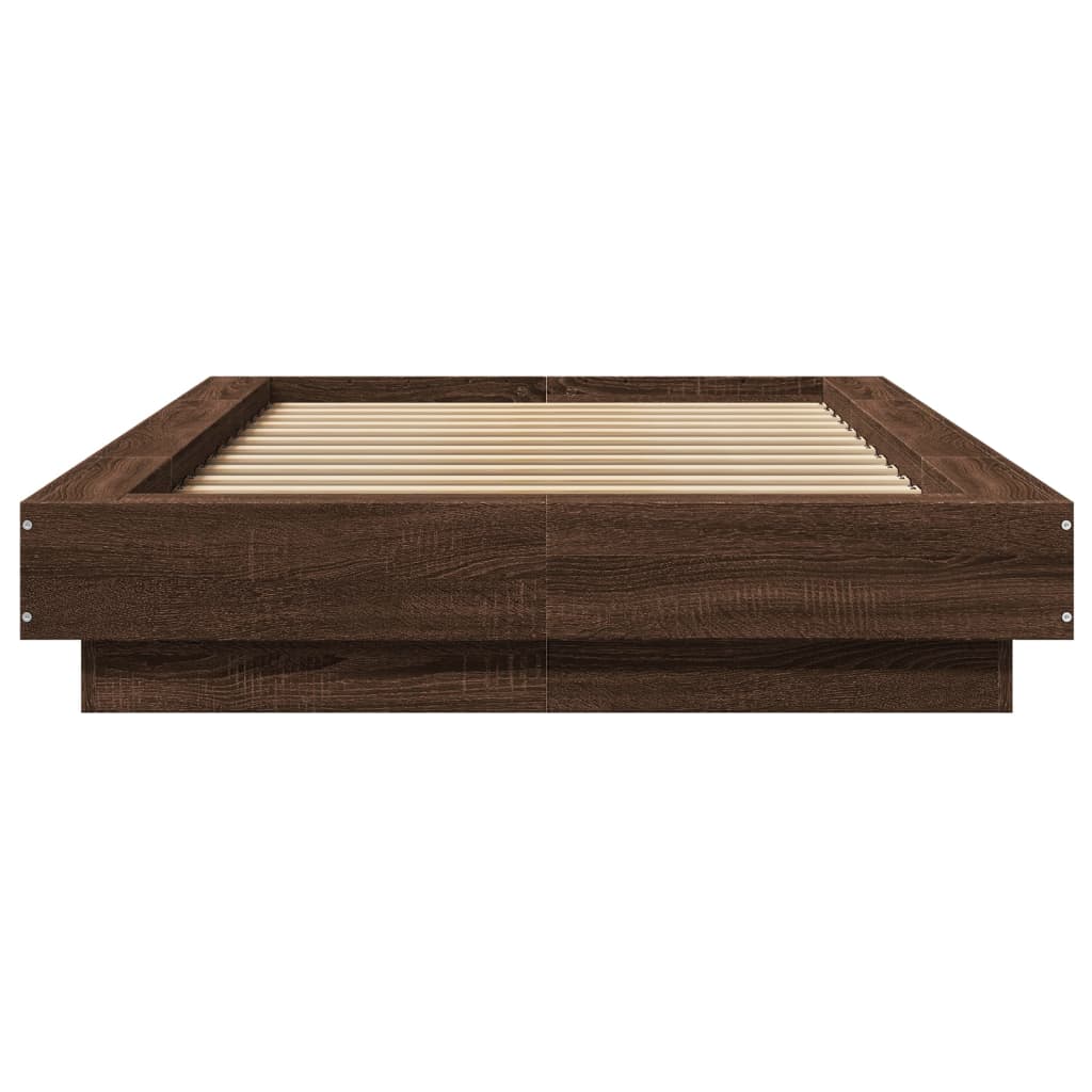 Bedframe bewerkt hout bruin eikenkleur 75x190 cm is nu te koop bij PeponiXL, paradijselijk wonen!