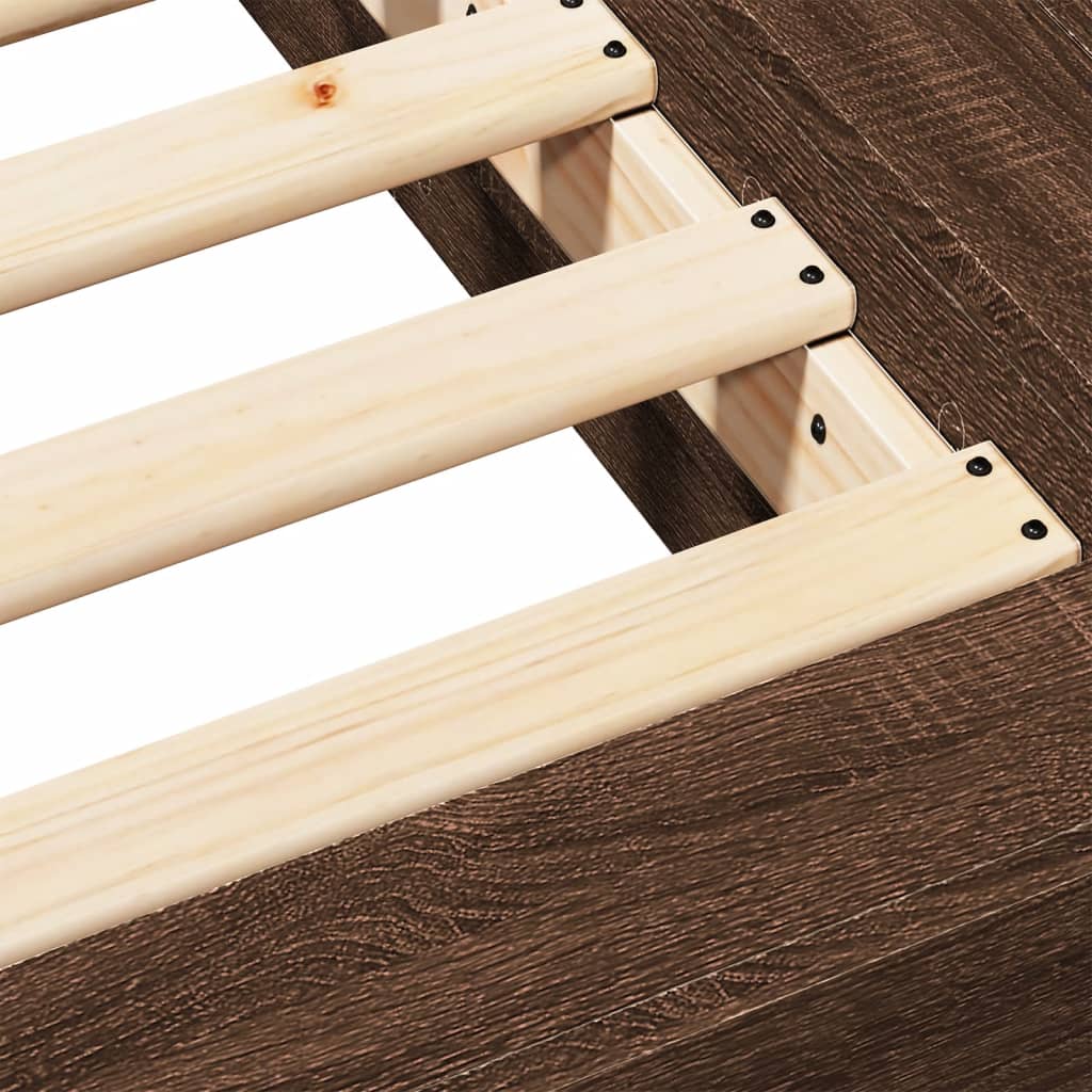 Bedframe bewerkt hout bruin eikenkleur 75x190 cm is nu te koop bij PeponiXL, paradijselijk wonen!