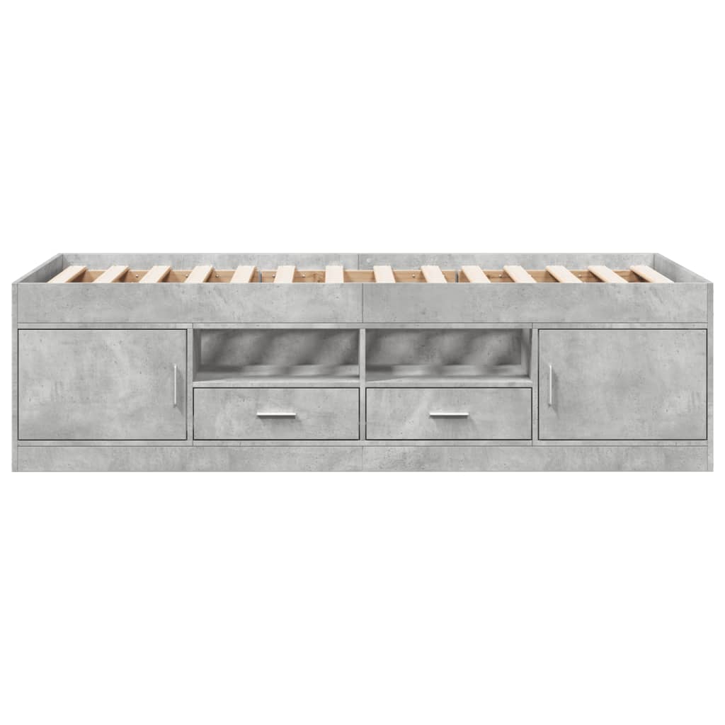 Slaapbank met lades zonder matras 100x200 cm betongrijs is nu te koop bij PeponiXL, paradijselijk wonen!