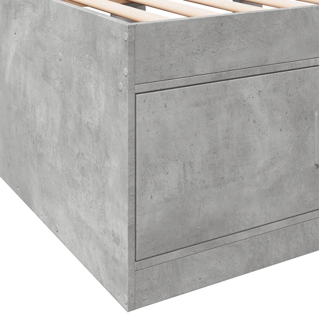 Slaapbank met lades zonder matras 100x200 cm betongrijs is nu te koop bij PeponiXL, paradijselijk wonen!