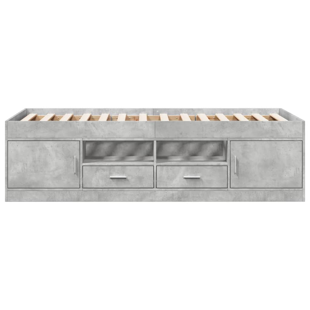 Slaapbank met lades zonder matras 90x200 cm betongrijs is nu te koop bij PeponiXL, paradijselijk wonen!