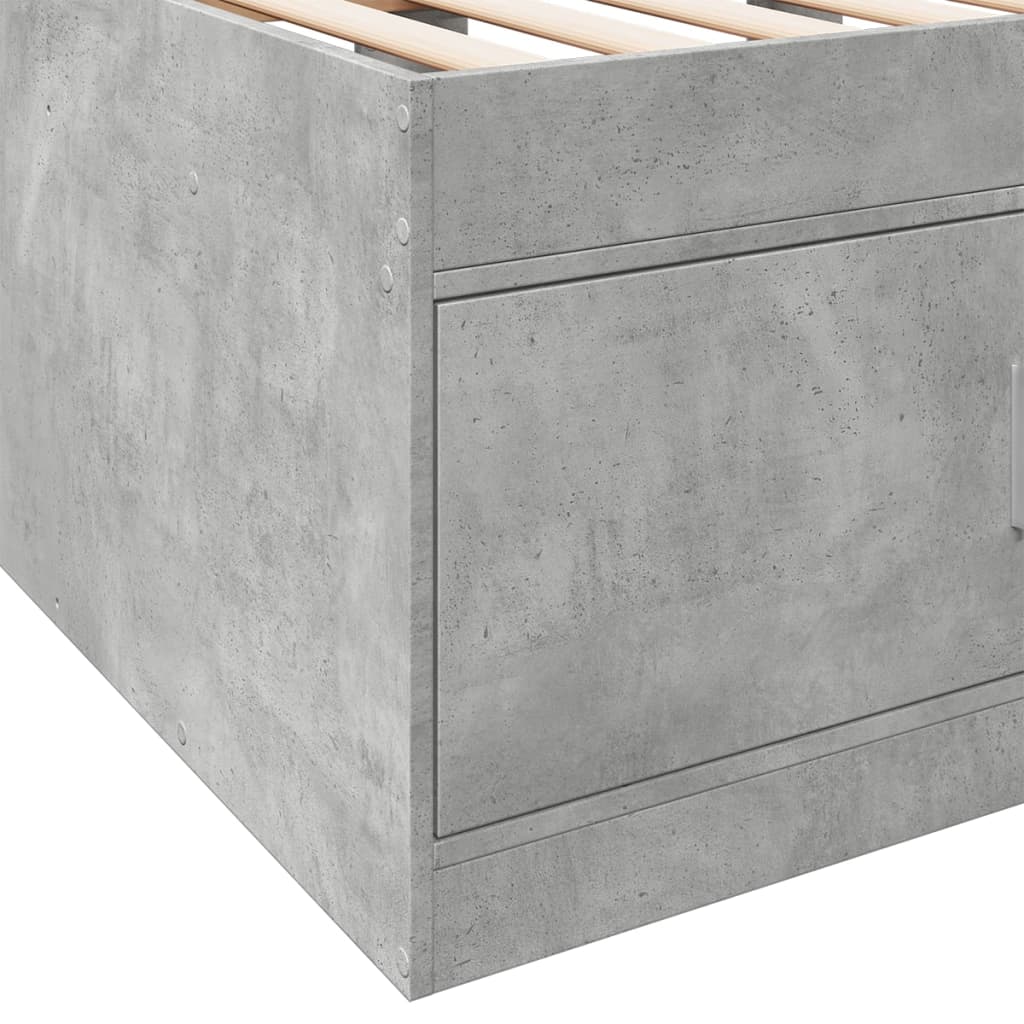 Slaapbank met lades zonder matras 90x190 cm betongrijs is nu te koop bij PeponiXL, paradijselijk wonen!
