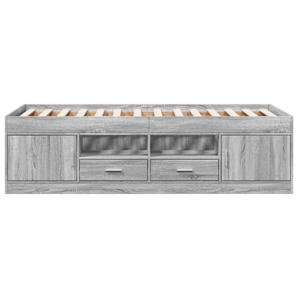 Slaapbank met lades zonder matras 90x190 cm grijs sonoma eiken is nu te koop bij PeponiXL, paradijselijk wonen!