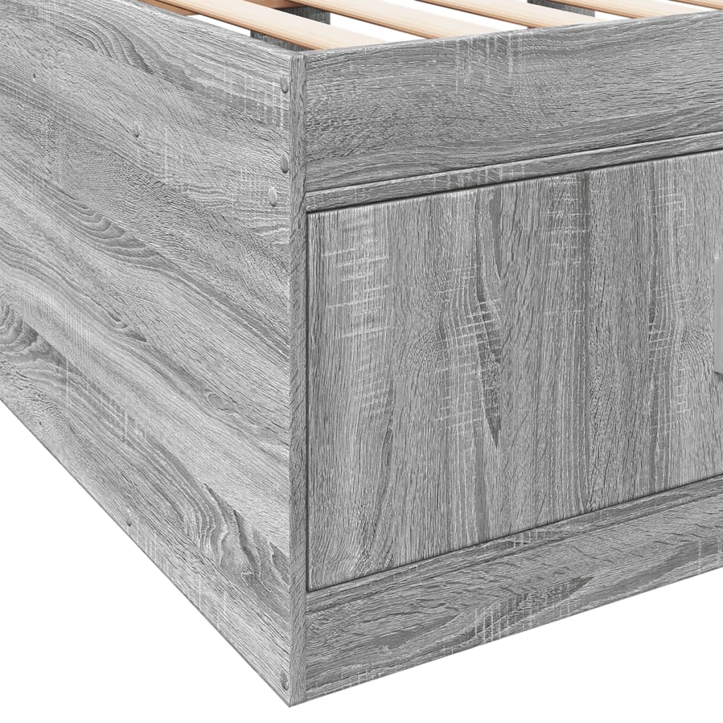 Slaapbank met lades zonder matras 90x190 cm grijs sonoma eiken is nu te koop bij PeponiXL, paradijselijk wonen!