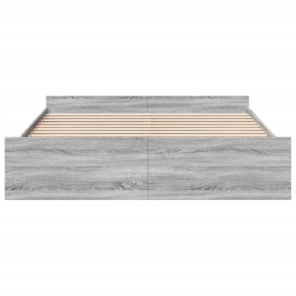 Bedframe met lades bewerkt hout grijs sonoma eiken 180x200 cm is nu te koop bij PeponiXL, paradijselijk wonen!
