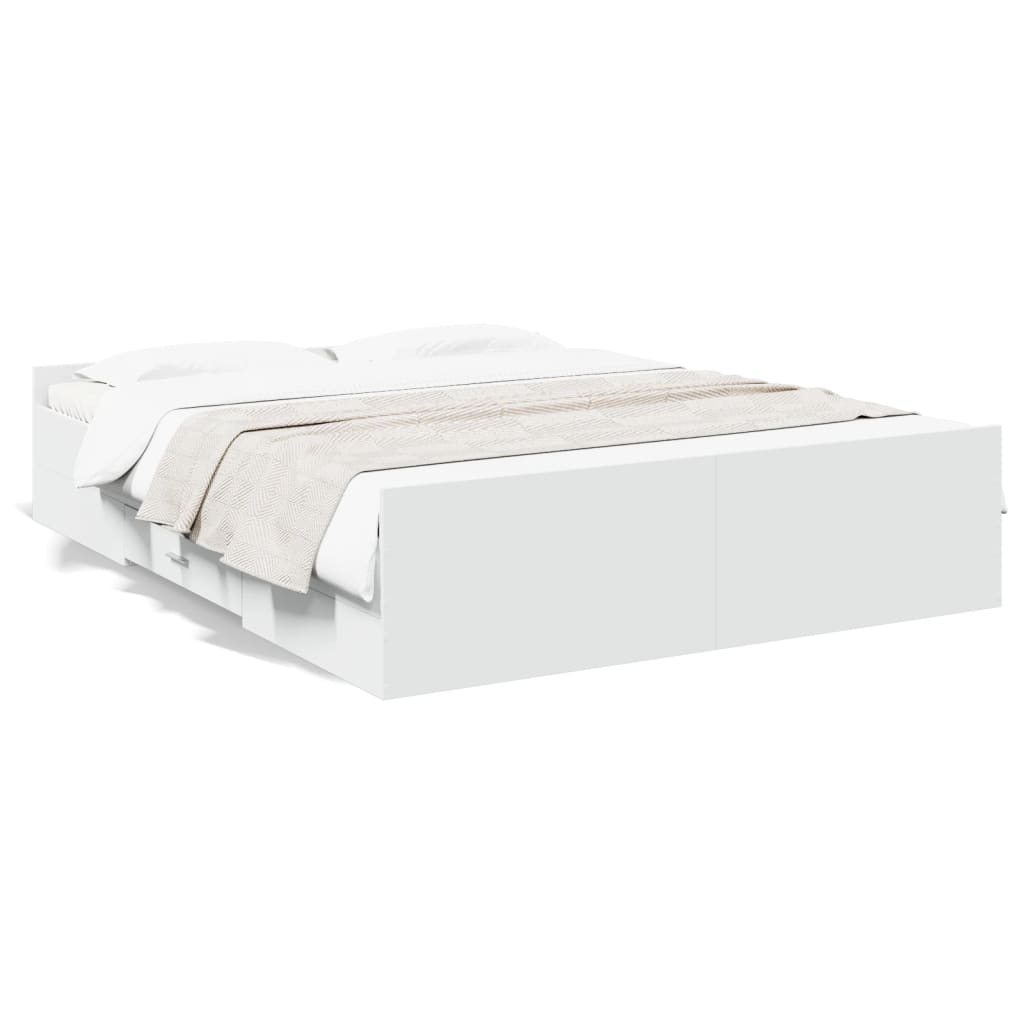 Bedframe met lades bewerkt hout wit 160x200 cm is nu te koop bij PeponiXL, paradijselijk wonen!