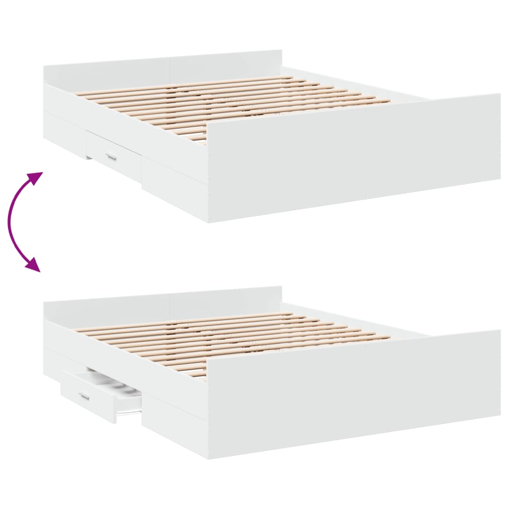 Bedframe met lades bewerkt hout wit 160x200 cm is nu te koop bij PeponiXL, paradijselijk wonen!