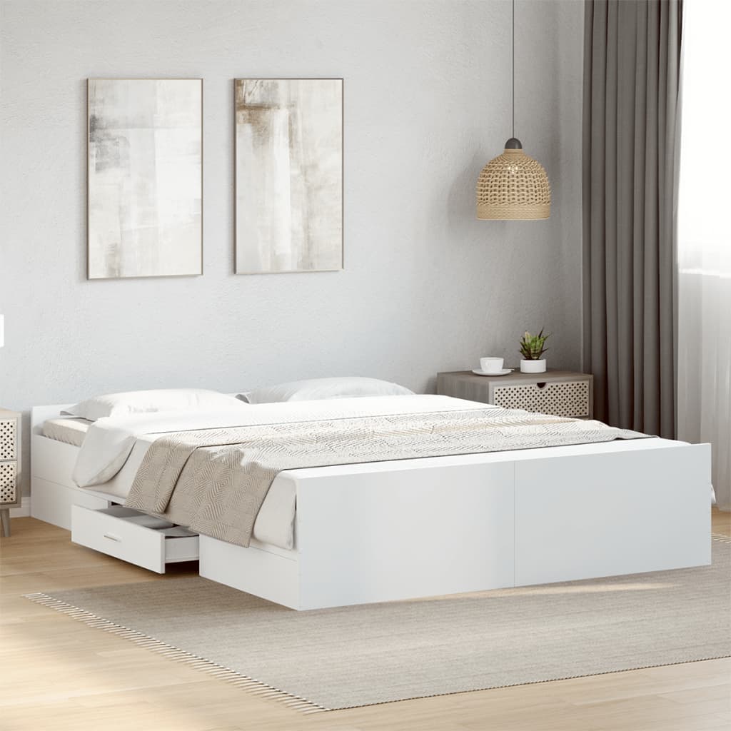 Bedframe met lades bewerkt hout wit 160x200 cm is nu te koop bij PeponiXL, paradijselijk wonen!