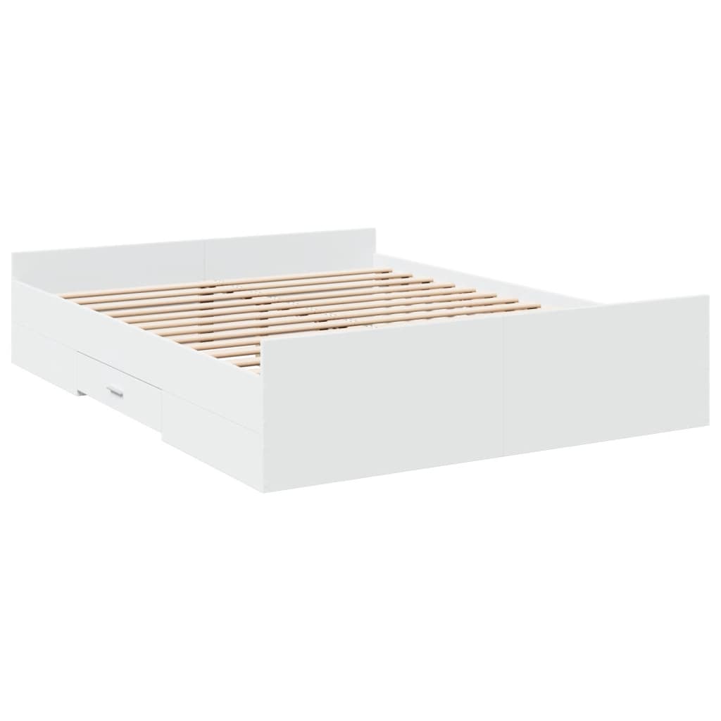 Bedframe met lades bewerkt hout wit 150x200 cm is nu te koop bij PeponiXL, paradijselijk wonen!