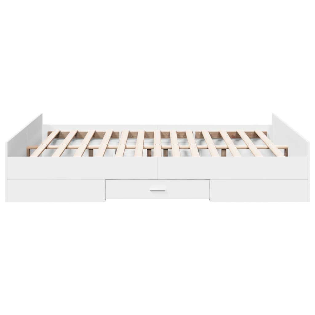 Bedframe met lades bewerkt hout wit 150x200 cm is nu te koop bij PeponiXL, paradijselijk wonen!