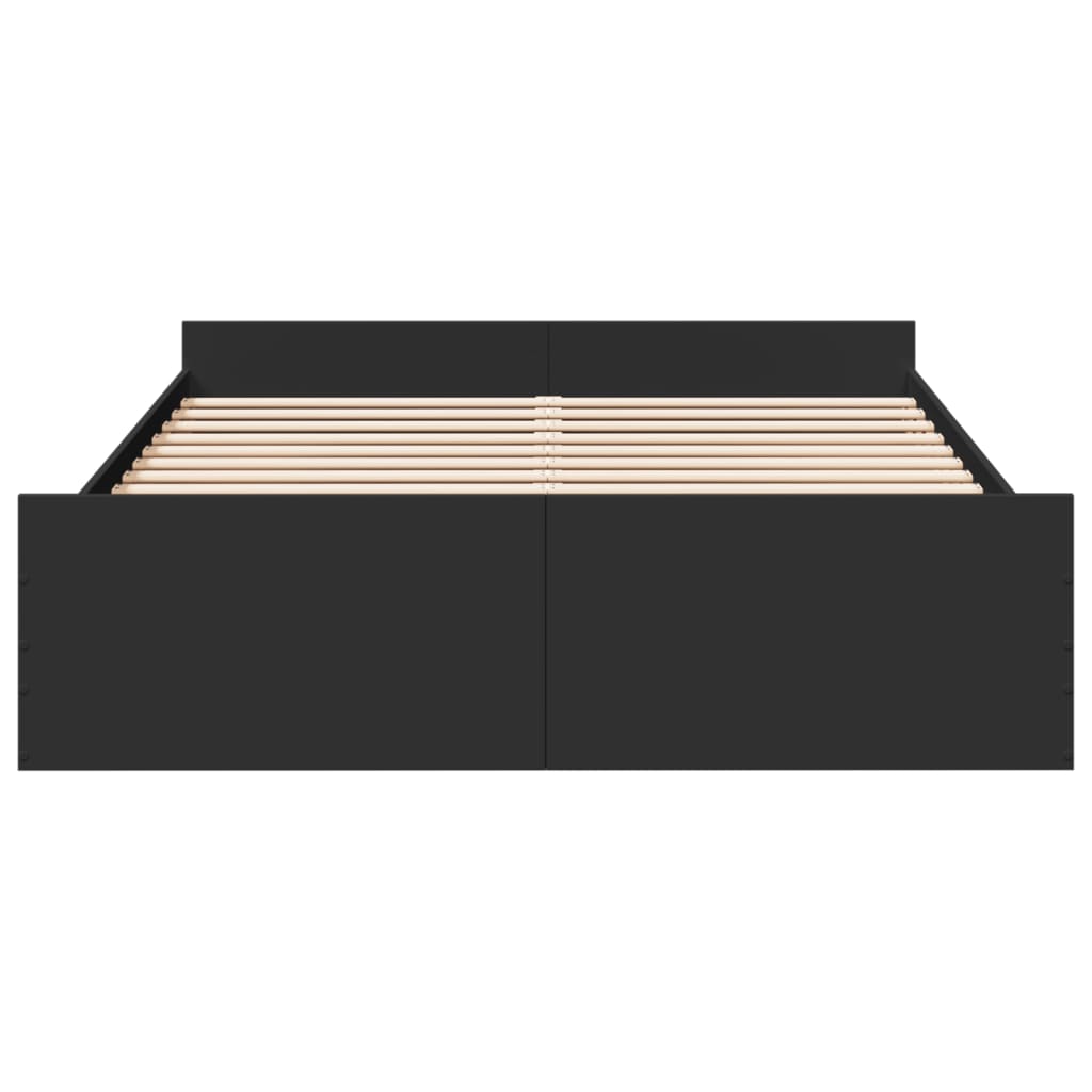 Bedframe met lades bewerkt hout zwart 150x200 cm is nu te koop bij PeponiXL, paradijselijk wonen!