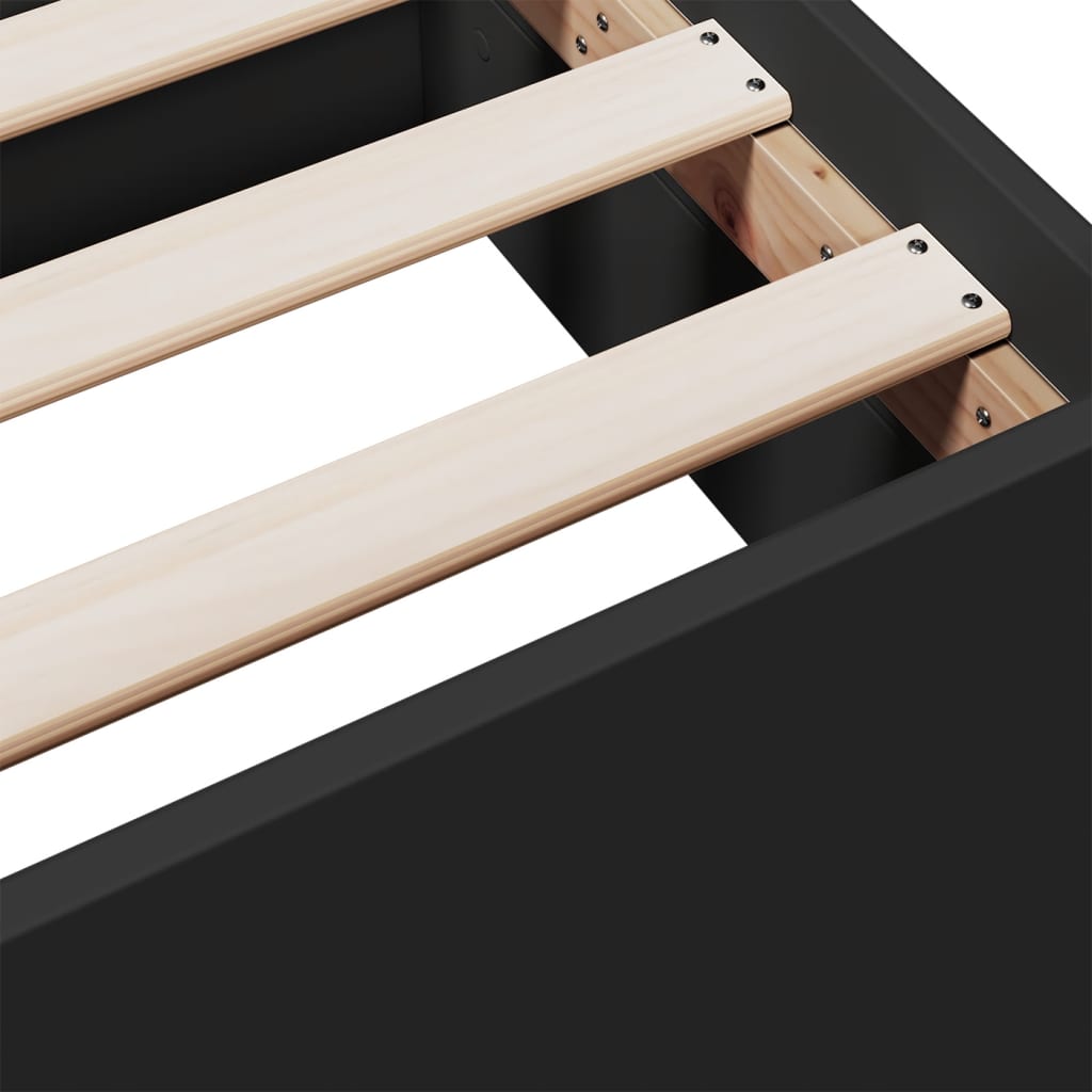 Bedframe met lades bewerkt hout zwart 150x200 cm is nu te koop bij PeponiXL, paradijselijk wonen!