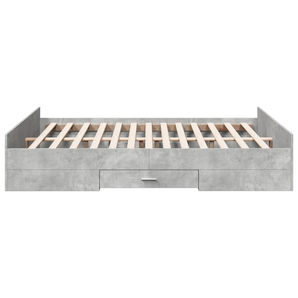 Bedframe met lades bewerkt hout betongrijs 150x200 cm is nu te koop bij PeponiXL, paradijselijk wonen!
