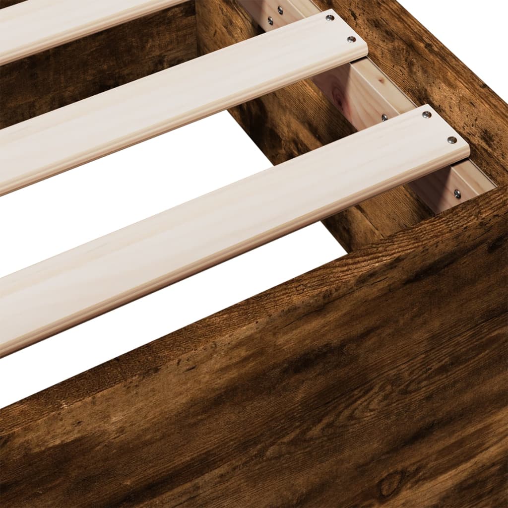 Bedframe met lades bewerkt hout gerookt eikenkleurig 150x200 cm is nu te koop bij PeponiXL, paradijselijk wonen!