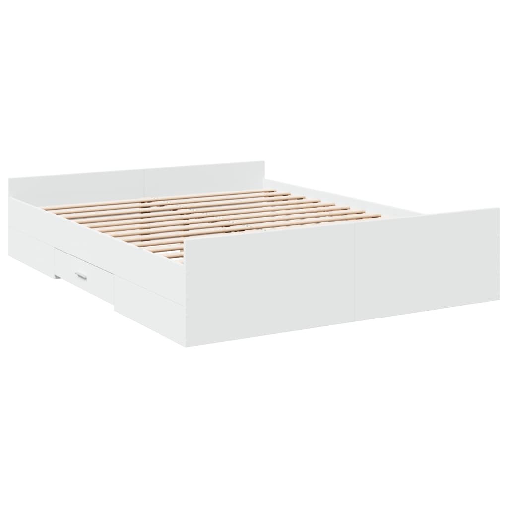 Bedframe met lades bewerkt hout wit 140x200 cm is nu te koop bij PeponiXL, paradijselijk wonen!
