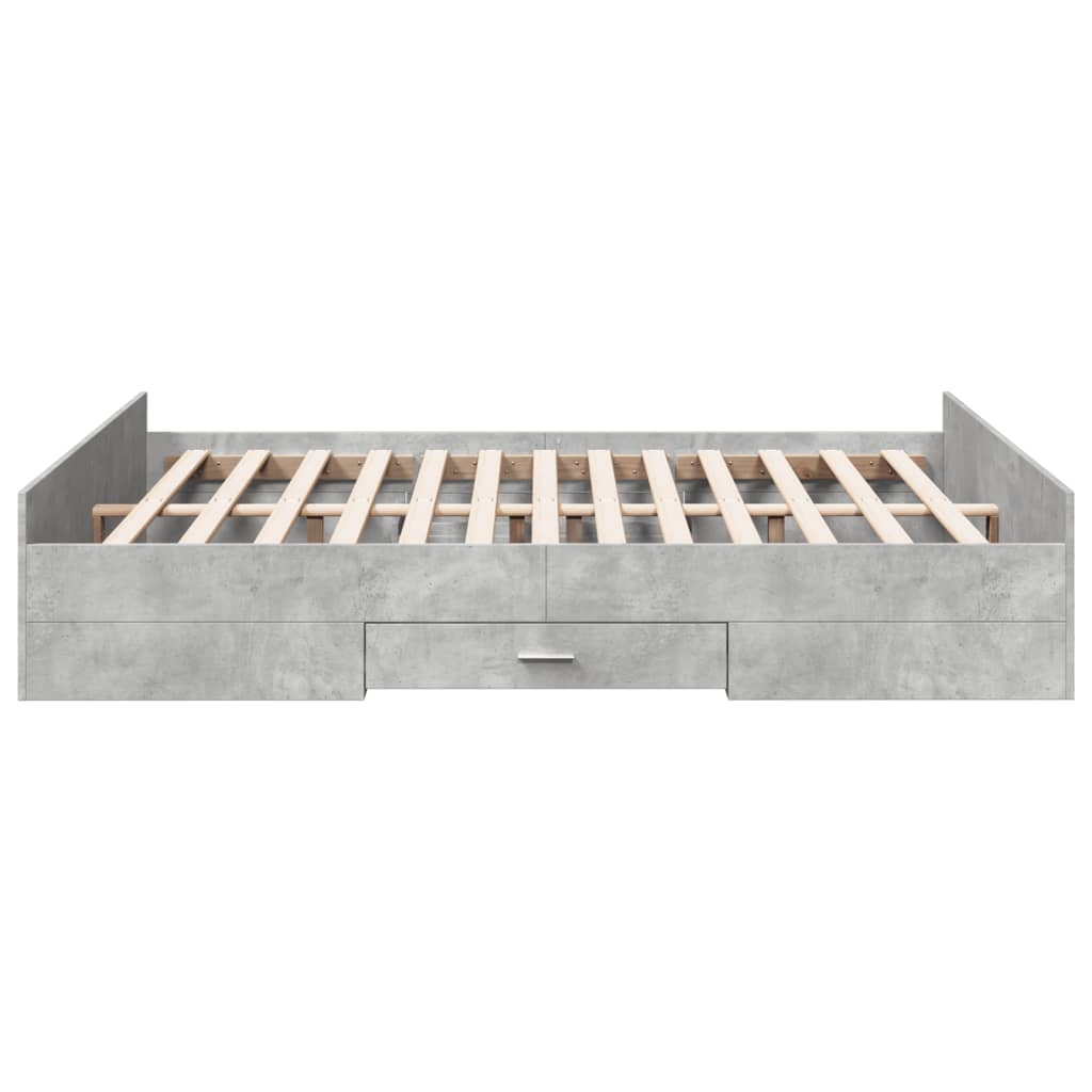 Bedframe met lades bewerkt hout betongrijs 140x200 cm is nu te koop bij PeponiXL, paradijselijk wonen!