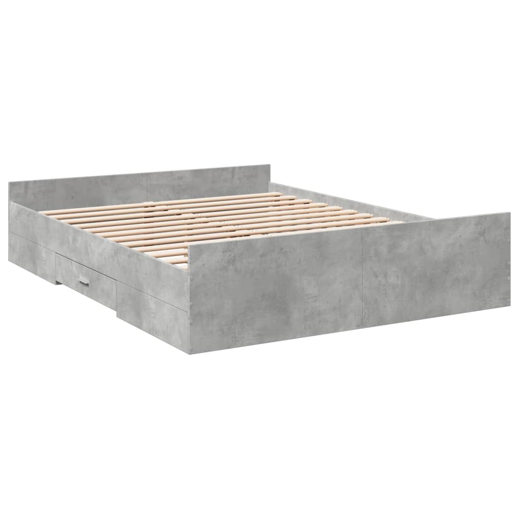 Bedframe met lades bewerkt hout betongrijs 140x200 cm is nu te koop bij PeponiXL, paradijselijk wonen!
