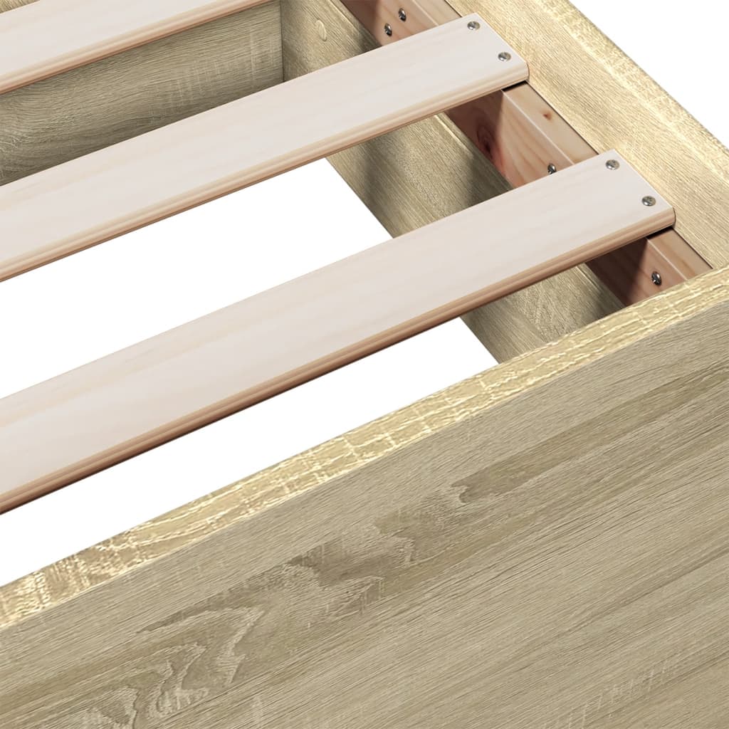 Bedframe met lades bewerkt hout sonoma eikenkleurig 120x200 cm is nu te koop bij PeponiXL, paradijselijk wonen!
