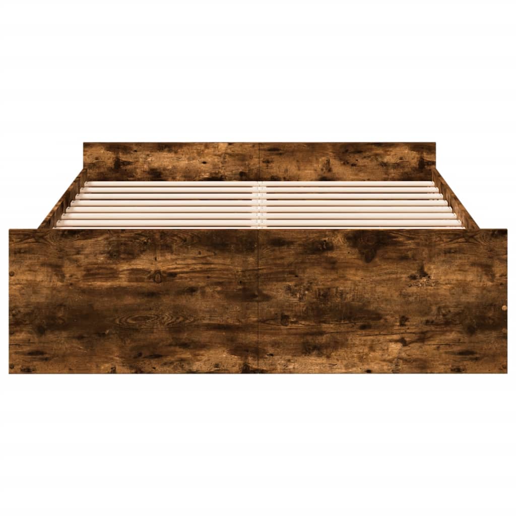 Bedframe met lades bewerkt hout gerookt eikenkleurig 140x190 cm is nu te koop bij PeponiXL, paradijselijk wonen!