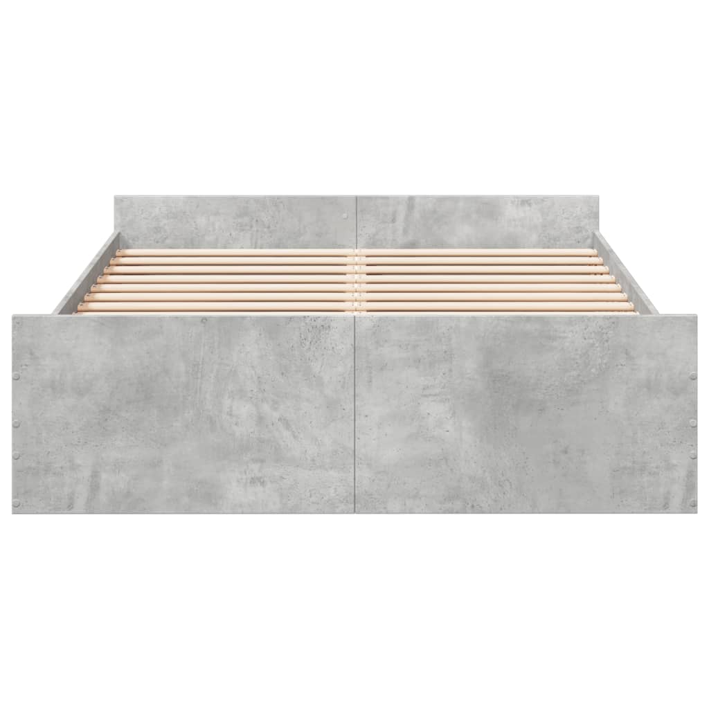 Bedframe met lades bewerkt hout betongrijs 135x190 cm is nu te koop bij PeponiXL, paradijselijk wonen!
