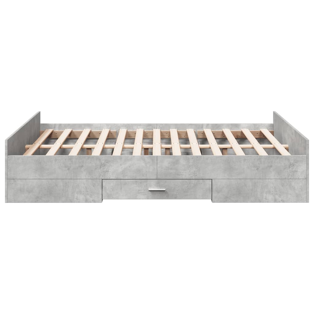 Bedframe met lades bewerkt hout betongrijs 135x190 cm is nu te koop bij PeponiXL, paradijselijk wonen!