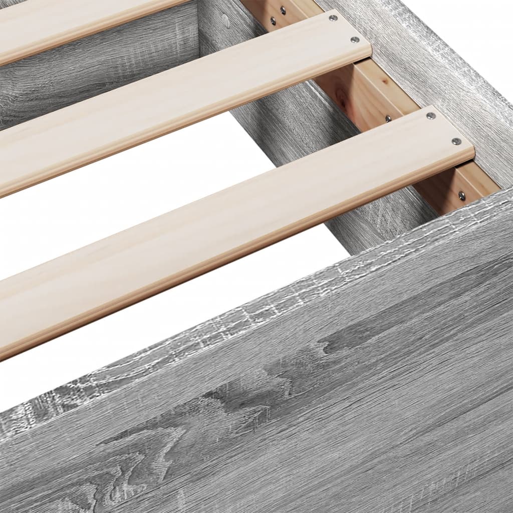 Bedframe met lades bewerkt hout grijs sonoma eiken 135x190 cm is nu te koop bij PeponiXL, paradijselijk wonen!