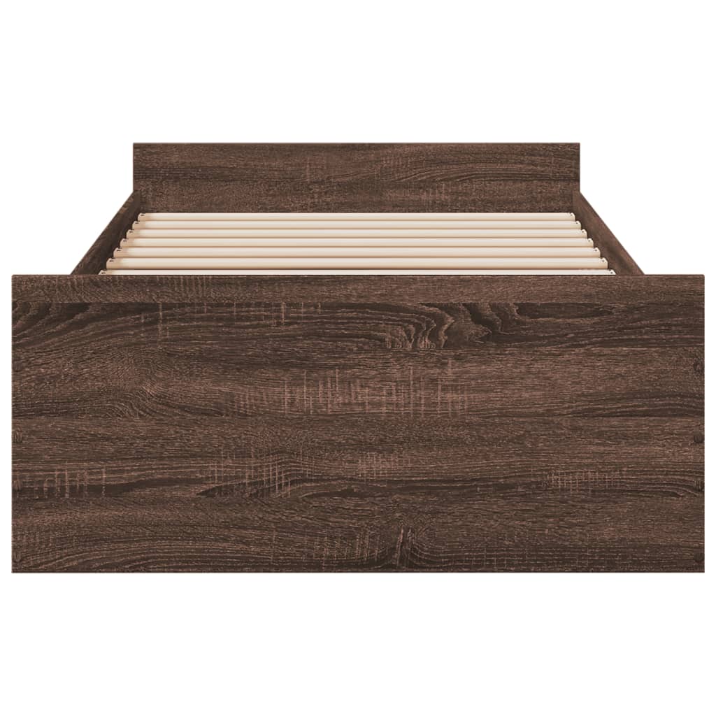 Bedframe met lades bewerkt hout bruin eikenkleur 100x200 cm is nu te koop bij PeponiXL, paradijselijk wonen!