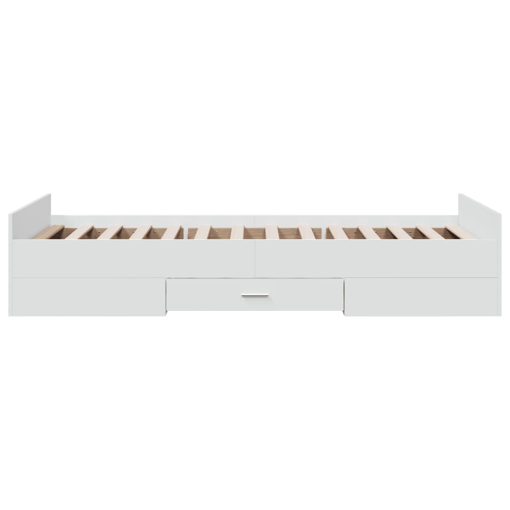 Bedframe met lades bewerkt hout wit 90x200 cm is nu te koop bij PeponiXL, paradijselijk wonen!