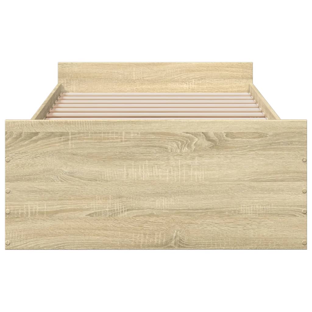 Bedframe met lades bewerkt hout sonoma eikenkleurig 90x200 cm is nu te koop bij PeponiXL, paradijselijk wonen!