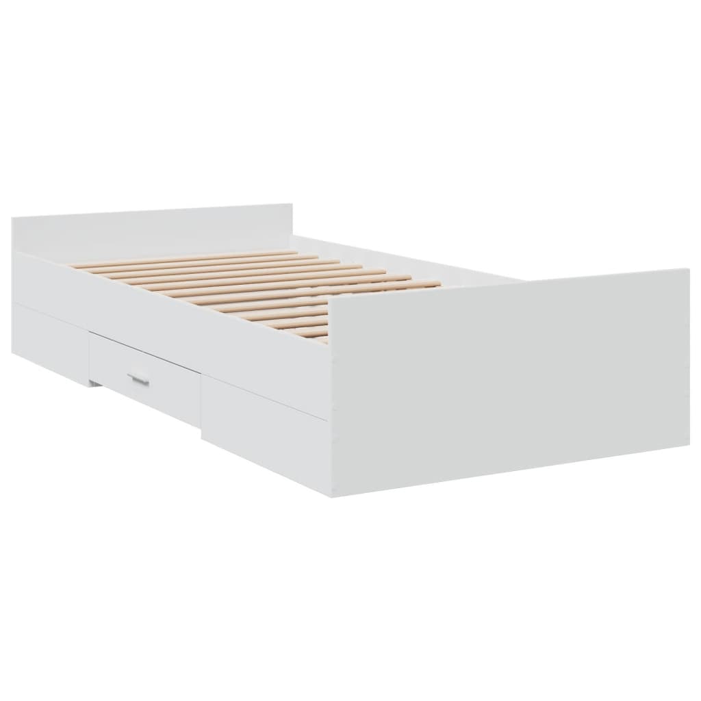 Bedframe met lades bewerkt hout wit 75x190 cm is nu te koop bij PeponiXL, paradijselijk wonen!