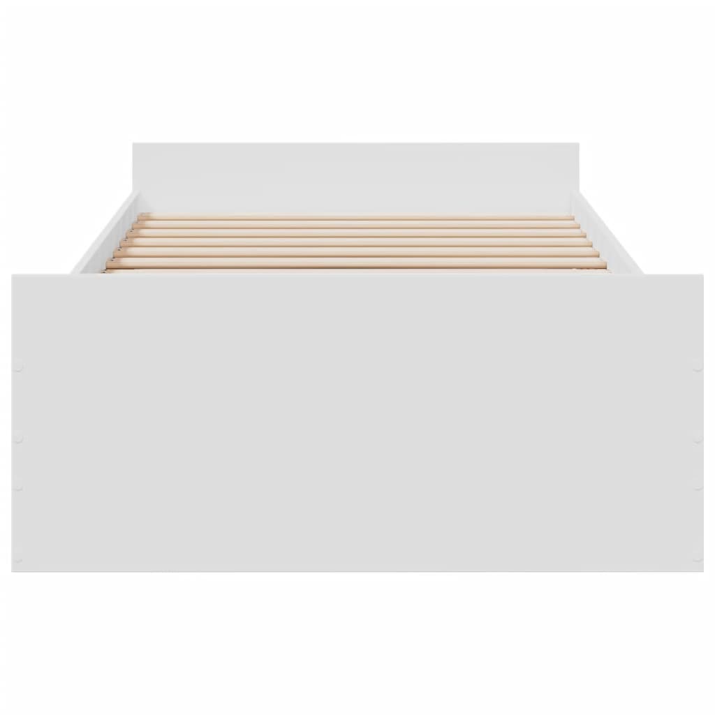 Bedframe met lades bewerkt hout wit 75x190 cm is nu te koop bij PeponiXL, paradijselijk wonen!