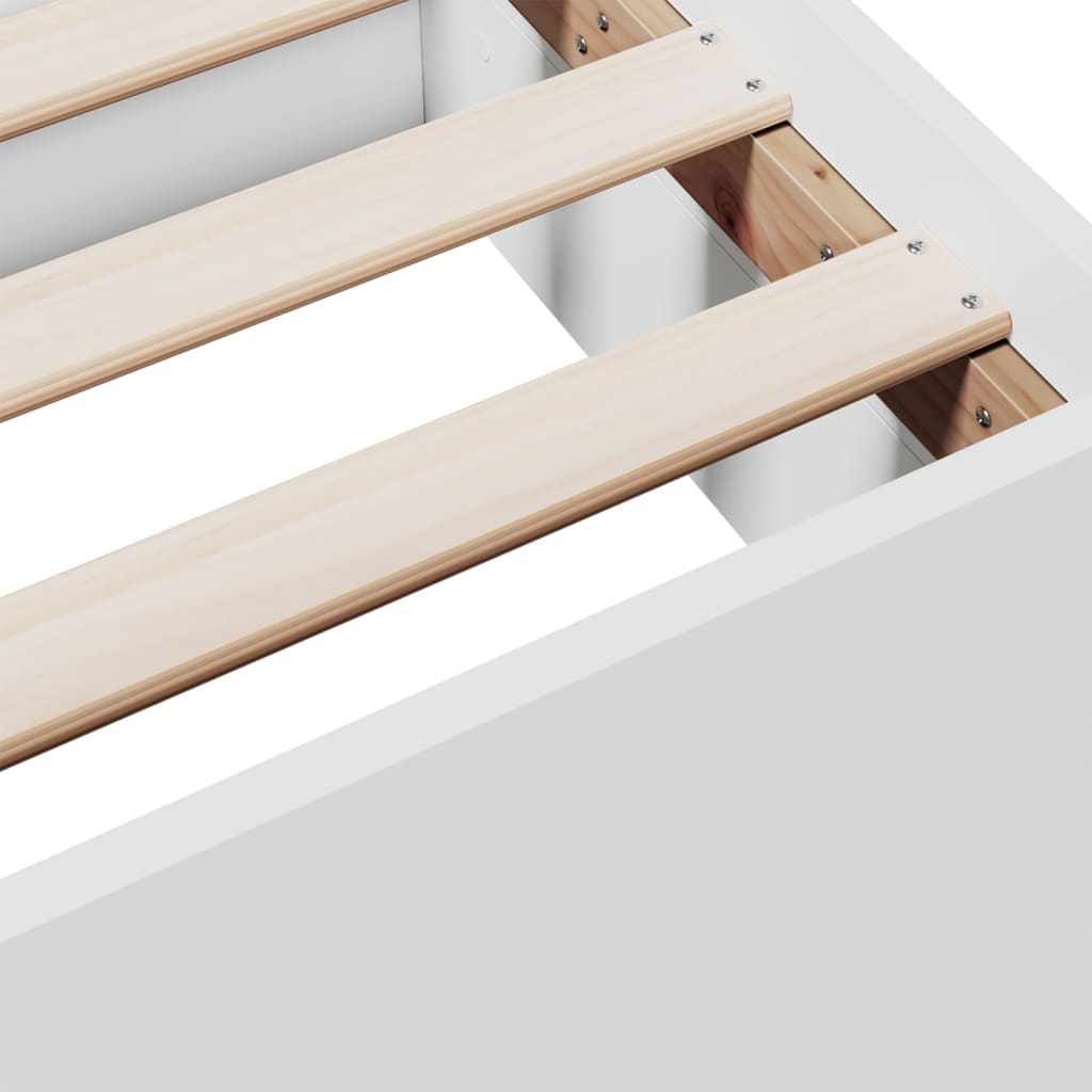 Bedframe met lades bewerkt hout wit 75x190 cm is nu te koop bij PeponiXL, paradijselijk wonen!