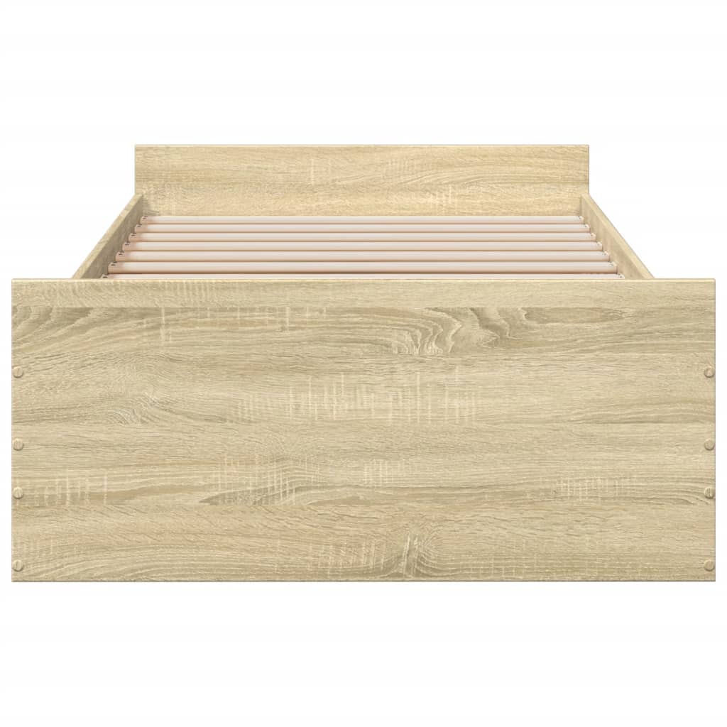 Bedframe met lades bewerkt hout sonoma eikenkleurig 75x190 cm is nu te koop bij PeponiXL, paradijselijk wonen!