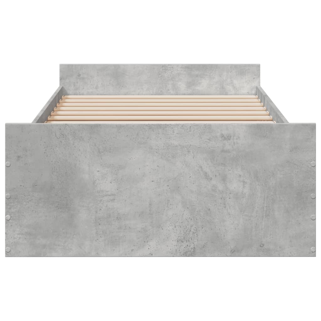 Bedframe met lades bewerkt hout betongrijs 75x190 cm is nu te koop bij PeponiXL, paradijselijk wonen!