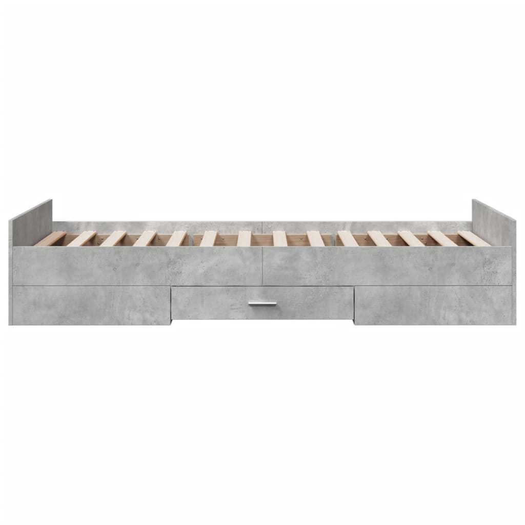 Bedframe met lades bewerkt hout betongrijs 75x190 cm is nu te koop bij PeponiXL, paradijselijk wonen!