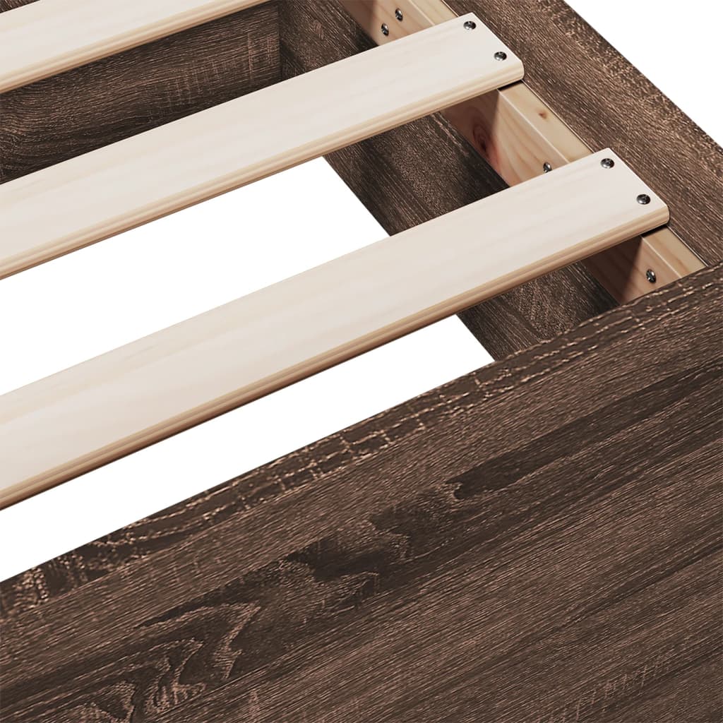 Bedframe met lades bewerkt hout bruin eikenkleur 75x190 cm is nu te koop bij PeponiXL, paradijselijk wonen!