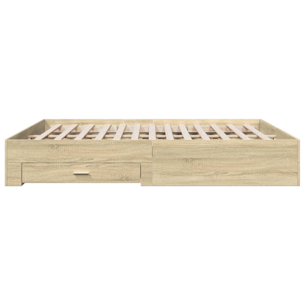 Bedframe met lades bewerkt hout sonoma eikenkleurig 180x200 cm is nu te koop bij PeponiXL, paradijselijk wonen!