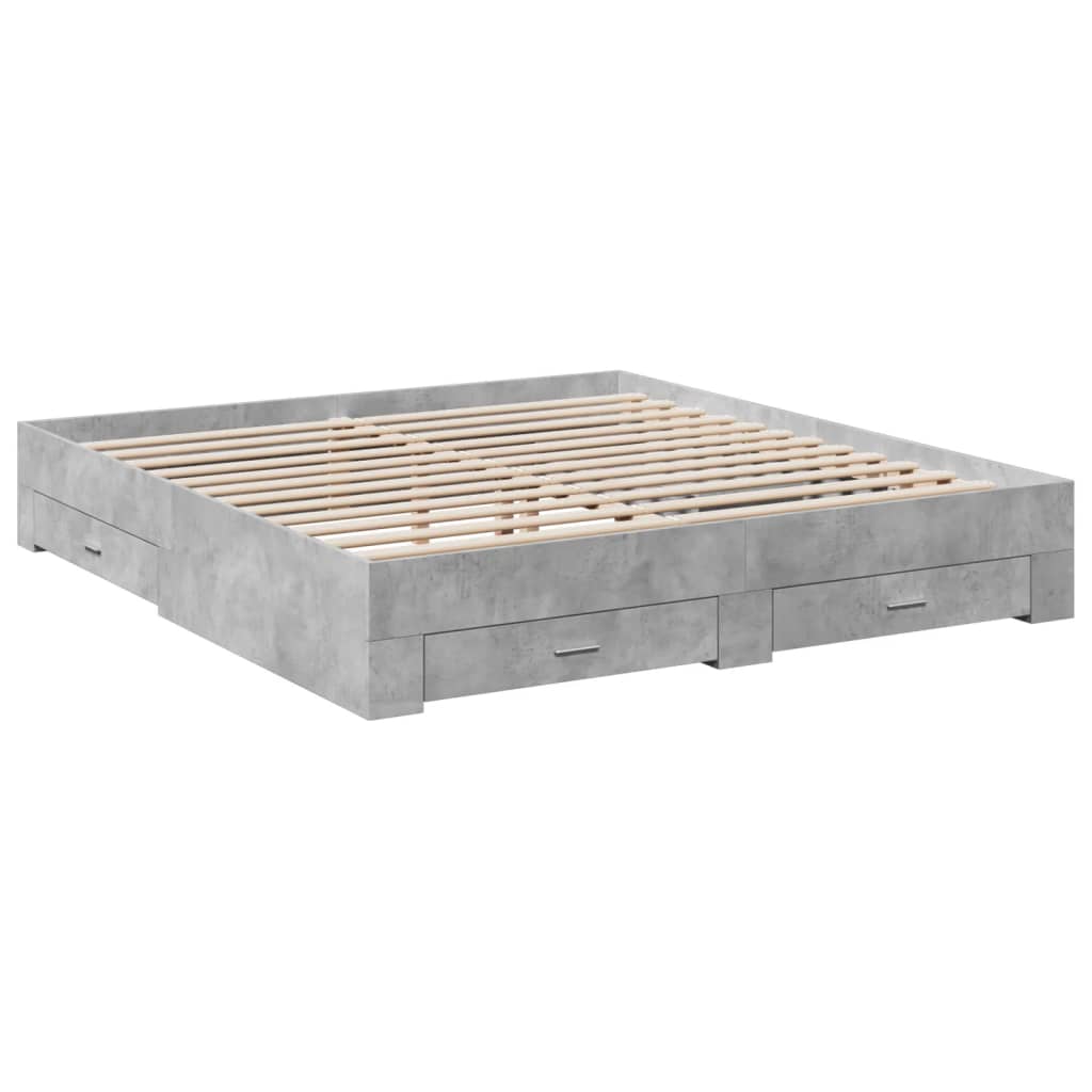 Bedframe met lades bewerkt hout betongrijs 180x200 cm is nu te koop bij PeponiXL, paradijselijk wonen!