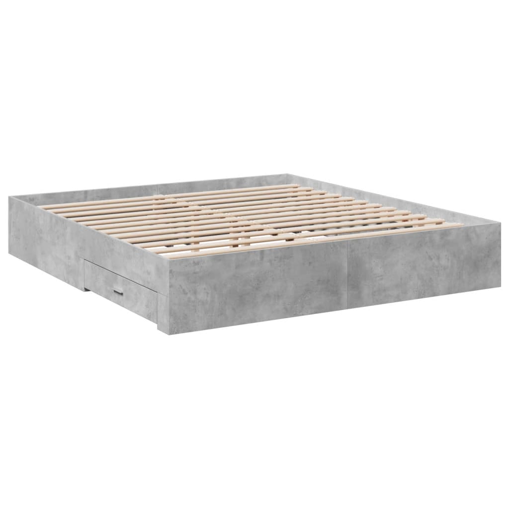Bedframe met lades bewerkt hout betongrijs 180x200 cm is nu te koop bij PeponiXL, paradijselijk wonen!