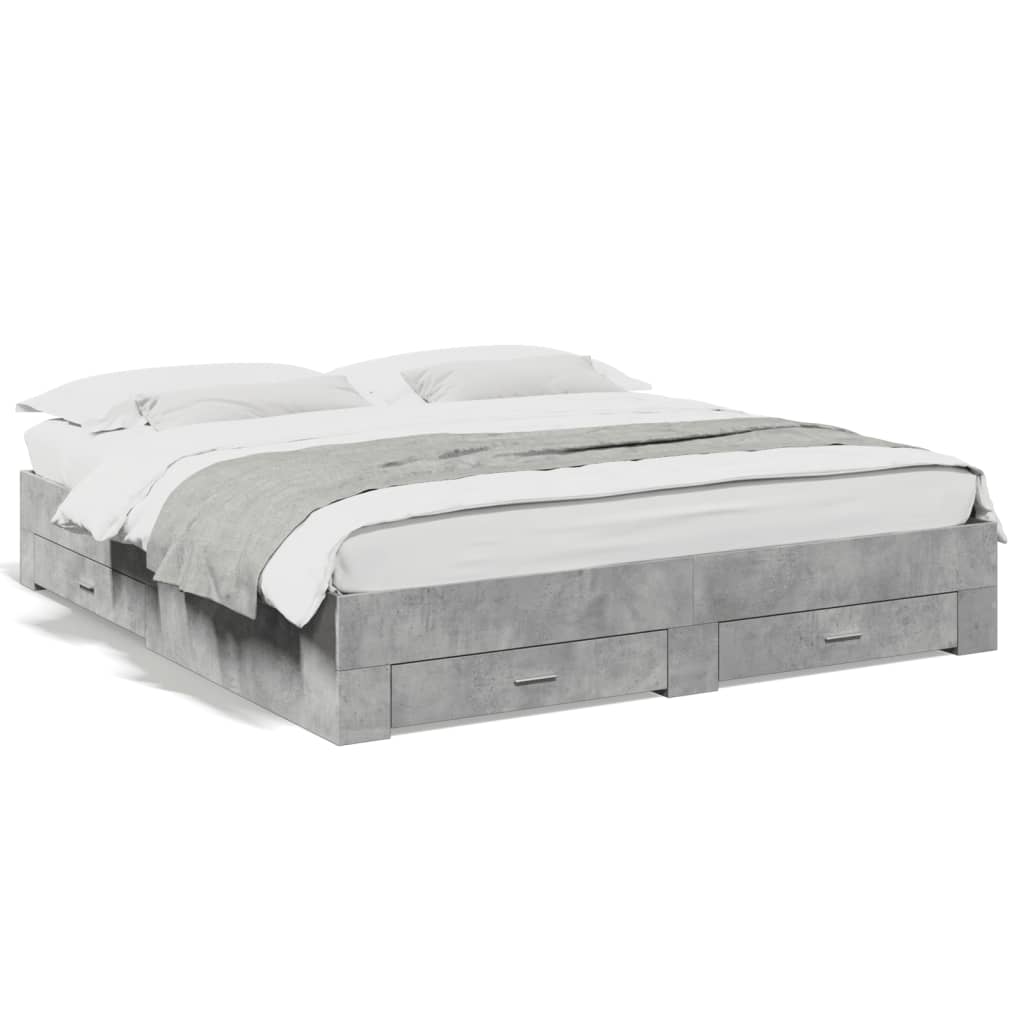 Bedframe met lades bewerkt hout betongrijs 180x200 cm is nu te koop bij PeponiXL, paradijselijk wonen!