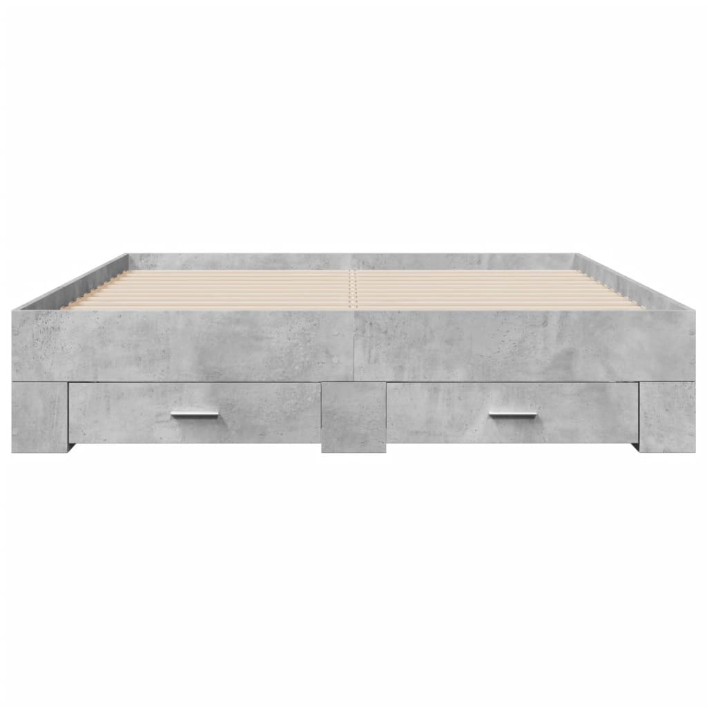 Bedframe met lades bewerkt hout betongrijs 160x200 cm is nu te koop bij PeponiXL, paradijselijk wonen!