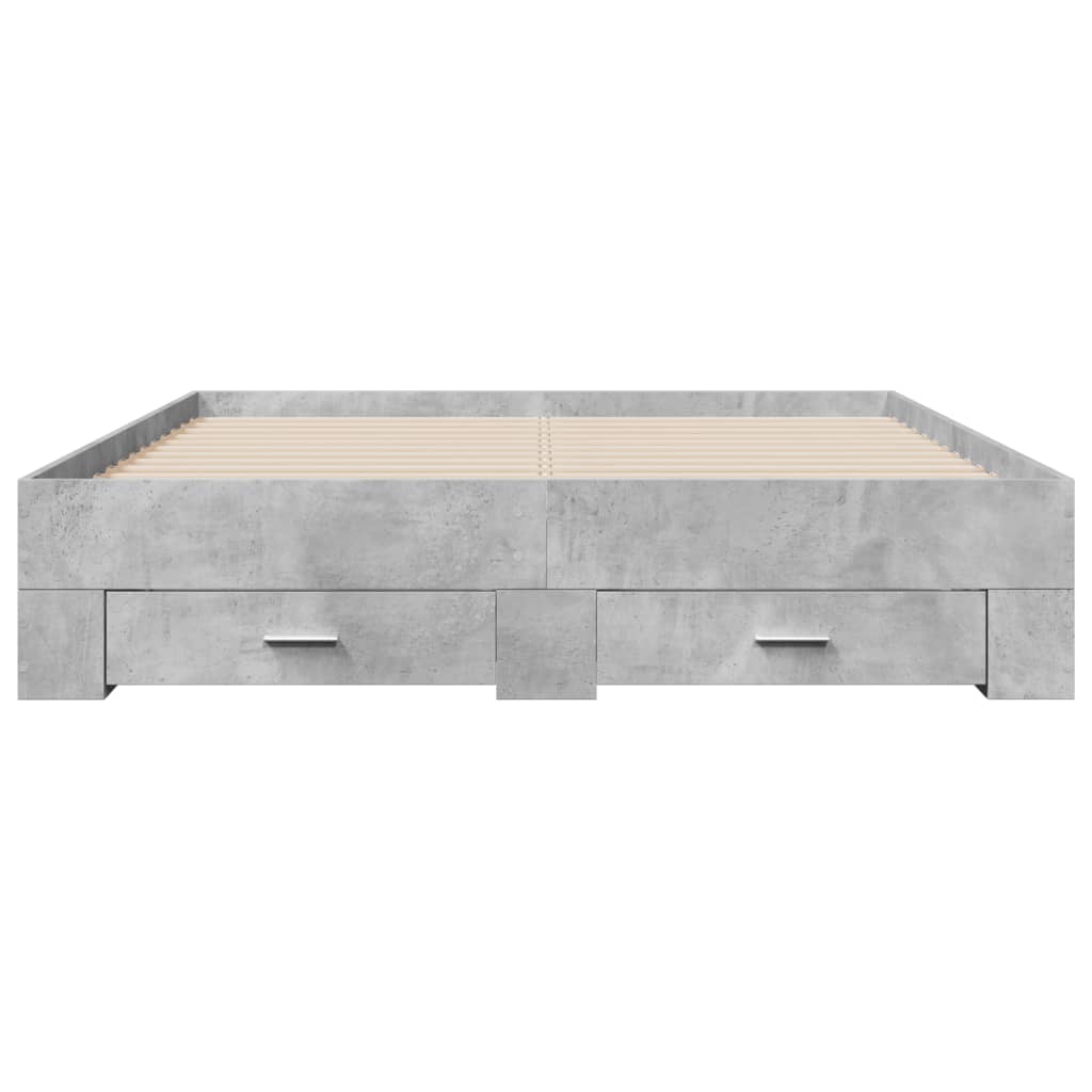Bedframe met lades bewerkt hout betongrijs 150x200 cm is nu te koop bij PeponiXL, paradijselijk wonen!