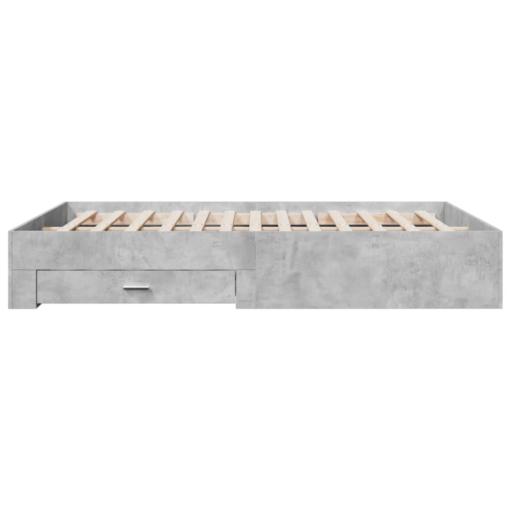 Bedframe met lades bewerkt hout betongrijs 150x200 cm is nu te koop bij PeponiXL, paradijselijk wonen!