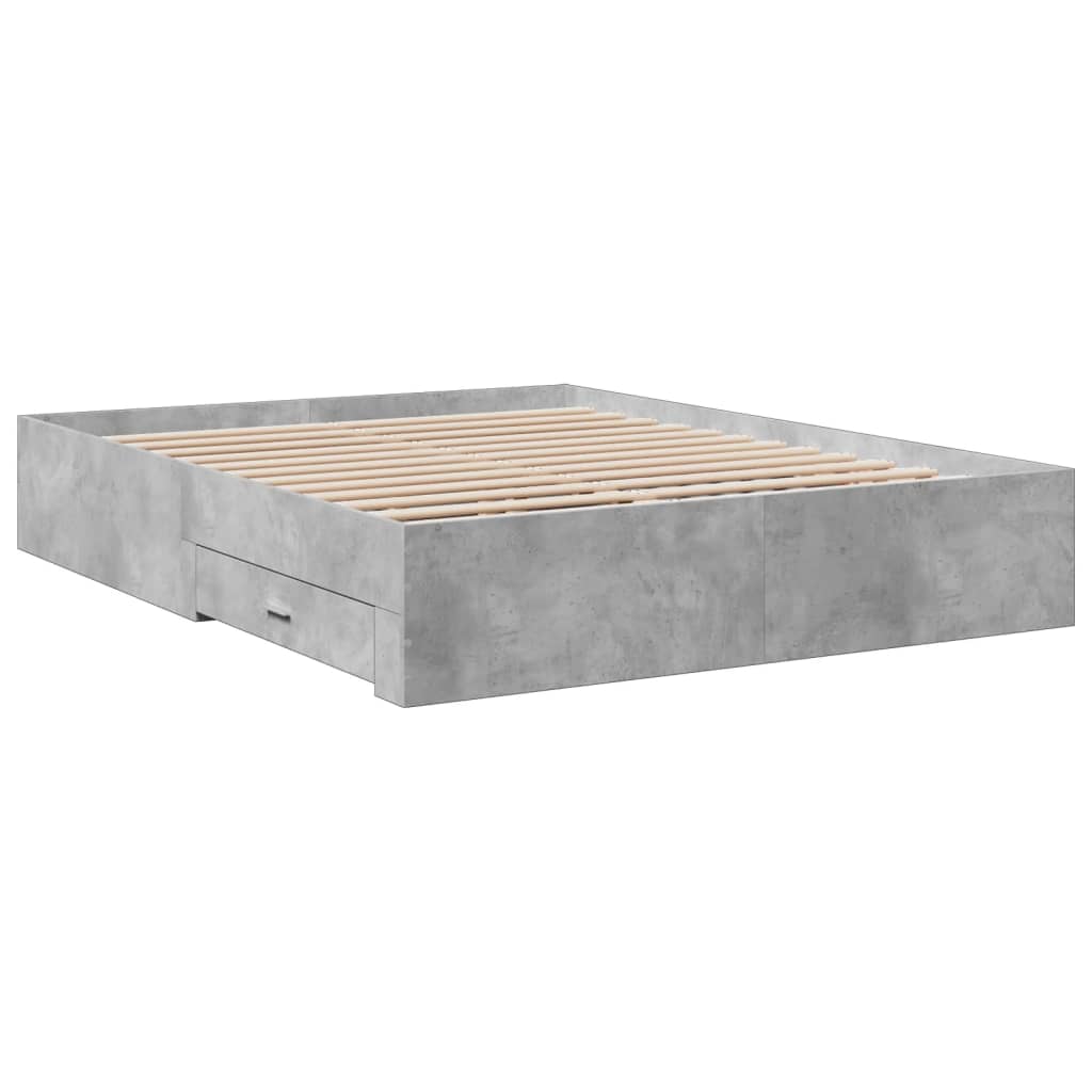Bedframe met lades bewerkt hout betongrijs 150x200 cm is nu te koop bij PeponiXL, paradijselijk wonen!
